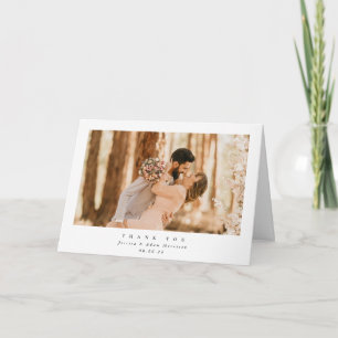 White Elegant Minimal Single Photo Wedding Thank You Card