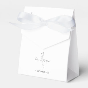White Elegant Minimalist Botanical Wedding Favour Box