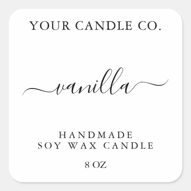White Elegant Minimalist Candle Label (Front)