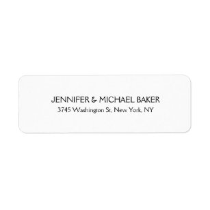 White Elegant Minimalist Plain Modern Family Name Return Address Label