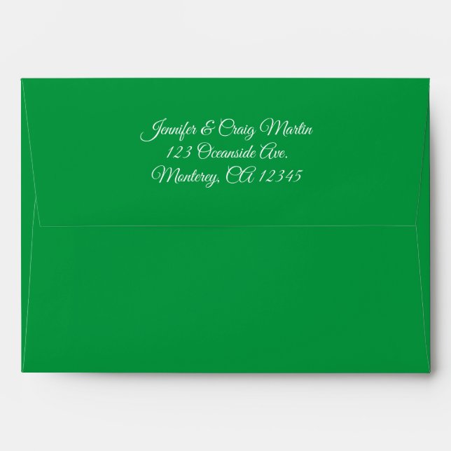 White Elegant Modern Calligraphy Kelly Green Envelope (Back (Top Flap))