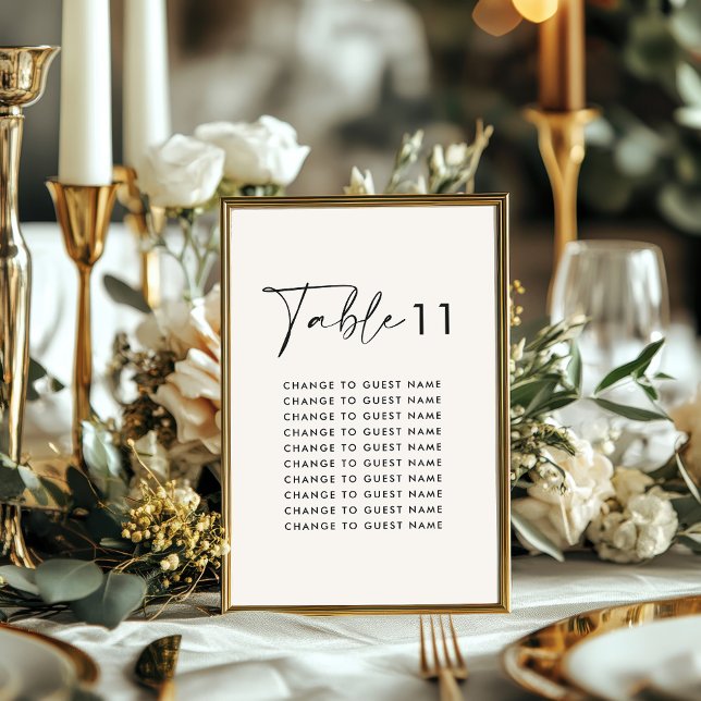 White elegant modern wedding table seating chart (Creator Uploaded)