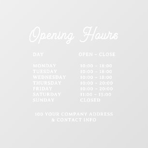 White Elegant Opening Hours QR door sign