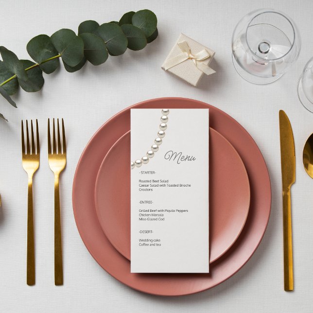 White Elegant Pearl Wedding Menu (Creator Uploaded)