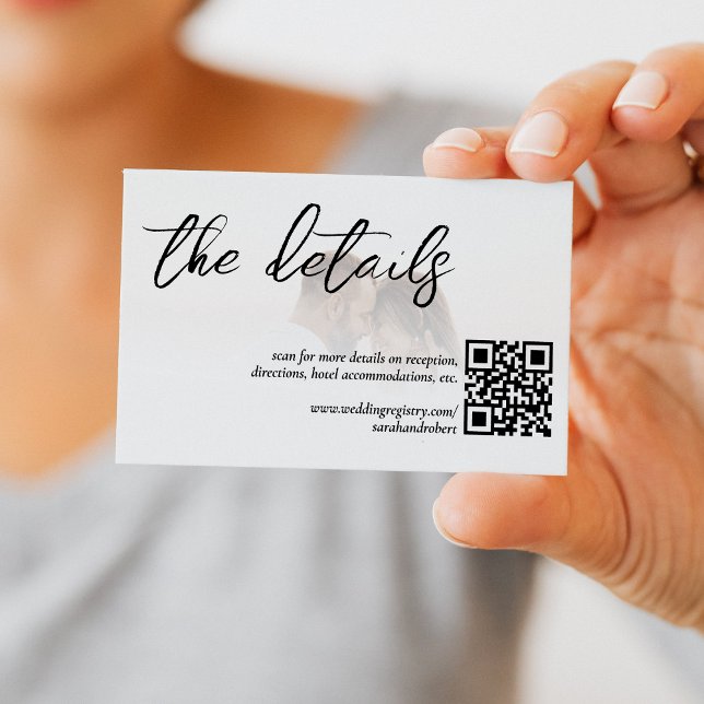 White Elegant QR Code Photo Wedding Details Enclosure Card (White Elegant QR Code Photo Wedding Details Enclosure Card)