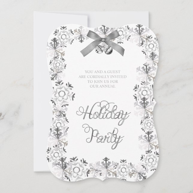 White Elegant Snowflake Corporate Party Invite (Front)