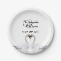 White elegant swans in love wedding