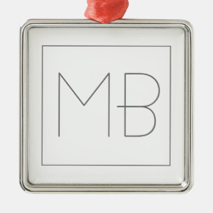 White Elegant Unique Monogrammed Metal Ornament