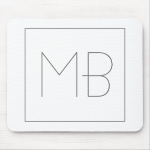 White Elegant Unique Monogrammed Mouse Pad