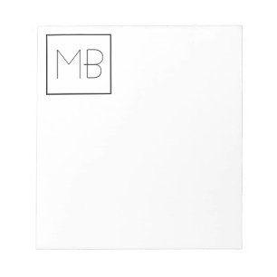 White Elegant Unique Monogrammed Notepad