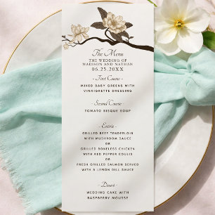 White Elegant Vintage Magnolia Wedding Menu