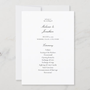White Elegant Wedding Ceremony Program