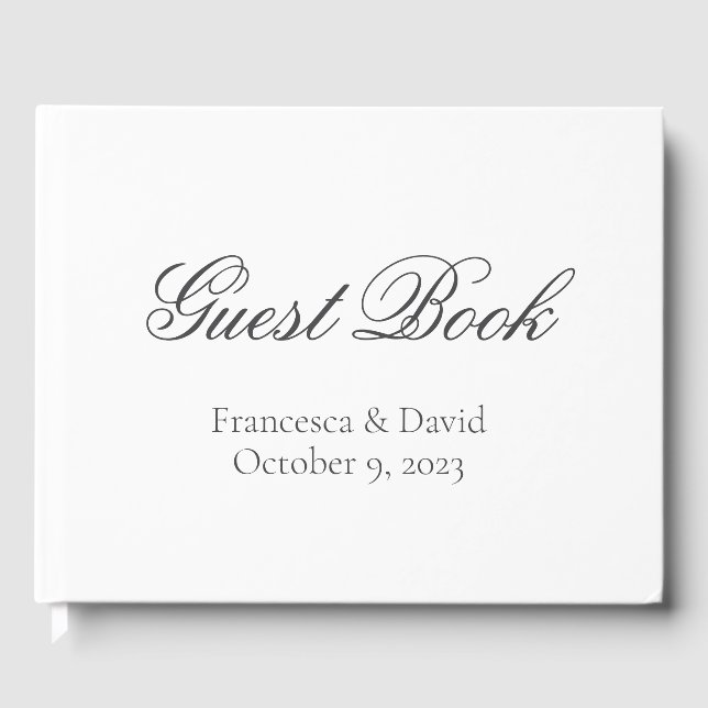 White Elegant Wedding Modern Simple Guest Book (Front)