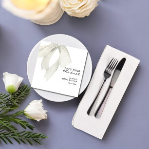 White Elegent She's Tying the Knot Bridal Shower  Napkin