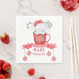 White Elephant Christmas Baby Shower Napkin