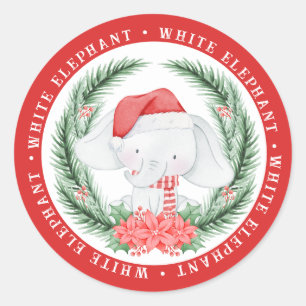 White Elephant Christmas Classic Round Sticker