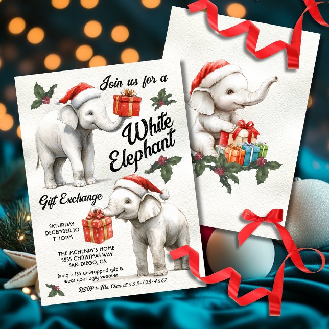 White Elephant Christmas Gift Exchange  Invitation (Creator Uploaded)