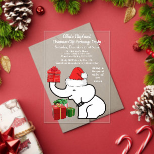 White Elephant Christmas Gift Exchange Party Acrylic Invitations