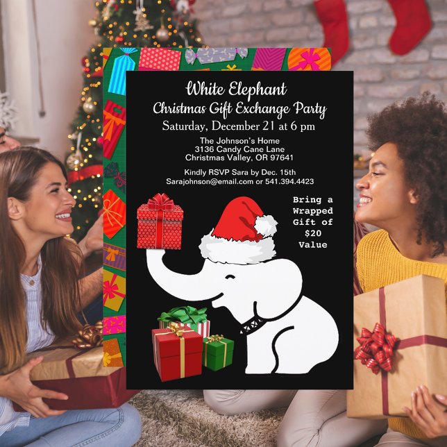 White Elephant Christmas Gift Exchange Party Invitation (White Elephant Christmas Gift Exchange Party Invitation)