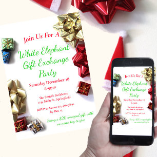 White Elephant Christmas Party Gift Exchange Invitation