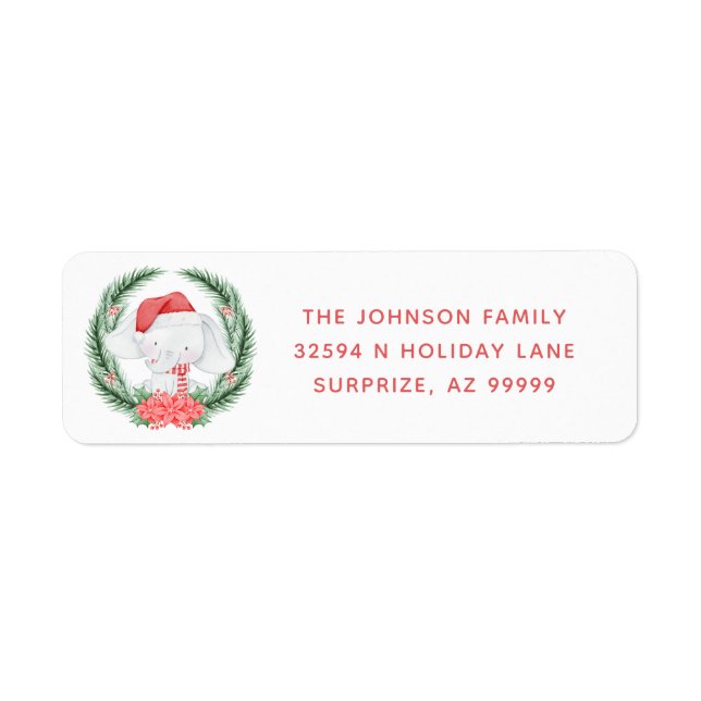 White Elephant Christmas Return Address Label (Front)