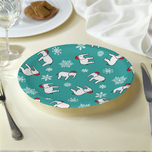 White Elephant Christmas (Teal) Paper Plate