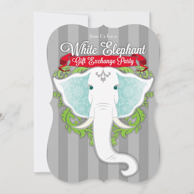 White Elephant Custom Holiday Party Invitations (Back)