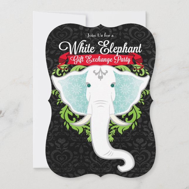 White Elephant Custom Holiday Party Invitations (Back)