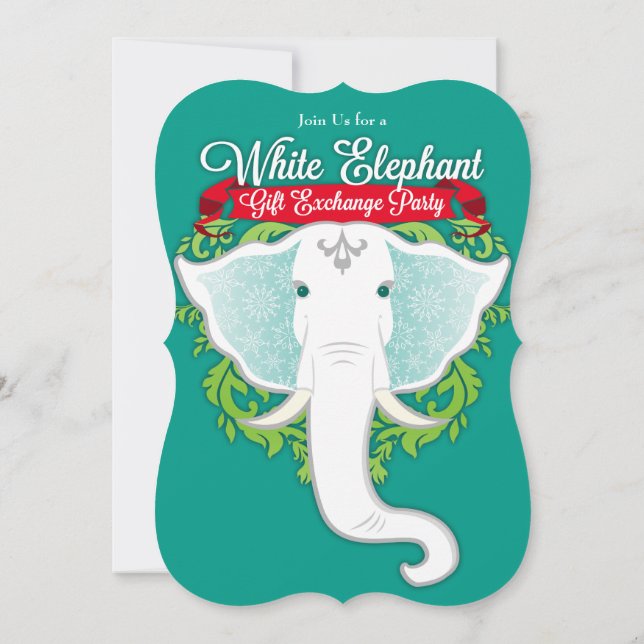 White Elephant Custom Holiday Party Invitations (Back)