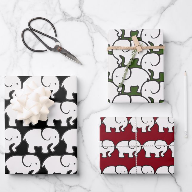 White Elephant Design Wrapping Paper (Front)