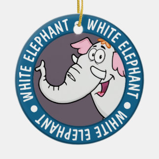 White Elephant Exchange Cartoon Ceramic Ornament