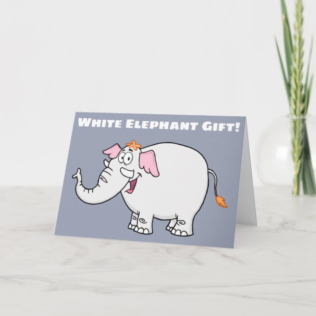 White Elephant Exchange Cartoon Holiday Card (Front)