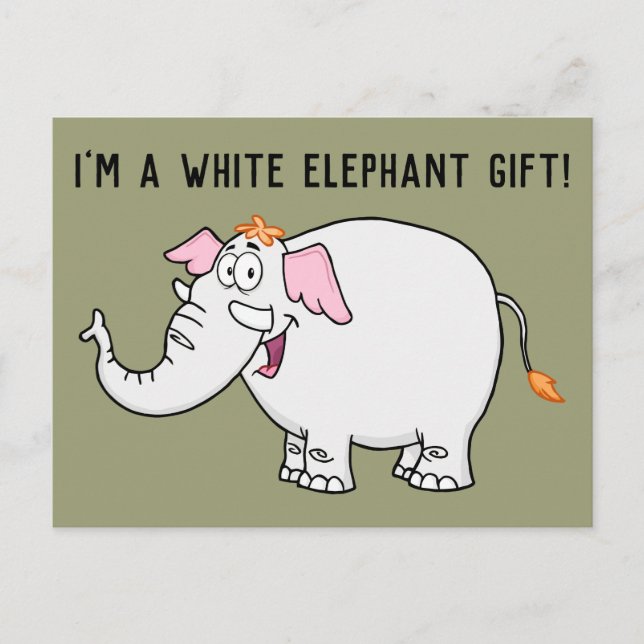 White Elephant Exchange Cartoon Postcard (Front)