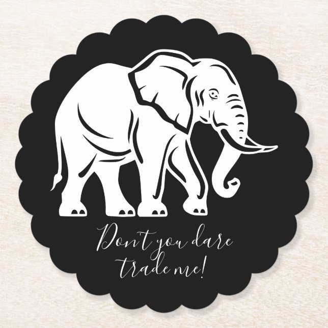 White Elephant Gag Gift Paper Coaster (Front)