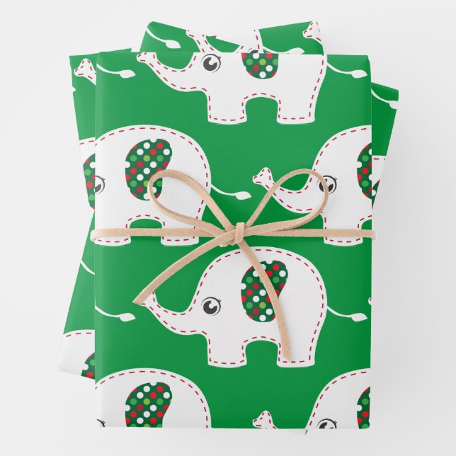White elephant gift bag wrapping paper sheet (In situ)