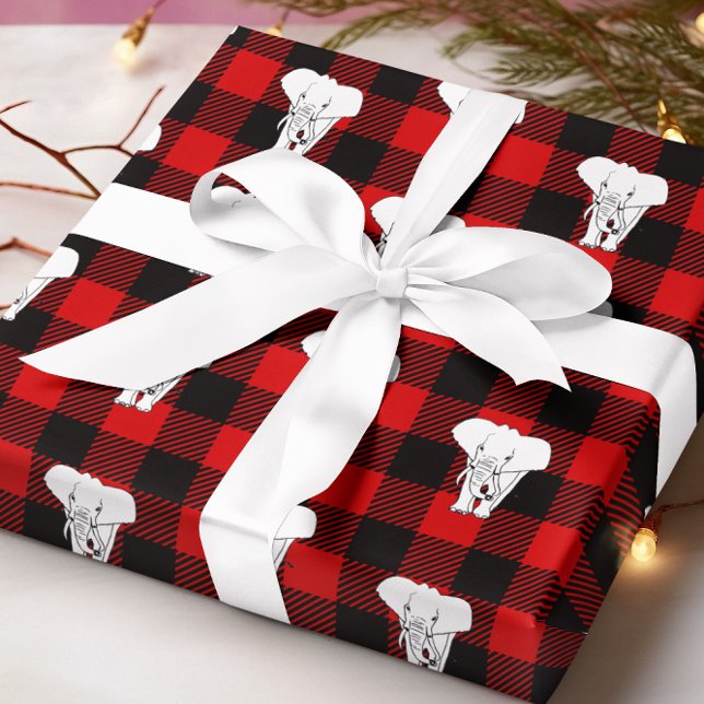 White Elephant Gift Exchange Buffalo Plaid Wrapping Paper (Creator Uploaded)