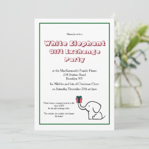 White Elephant Gift Exchange Christmas Party Invitation