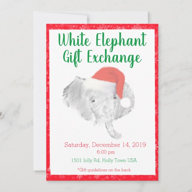 White Elephant Gift Exchange Invitation (Front)