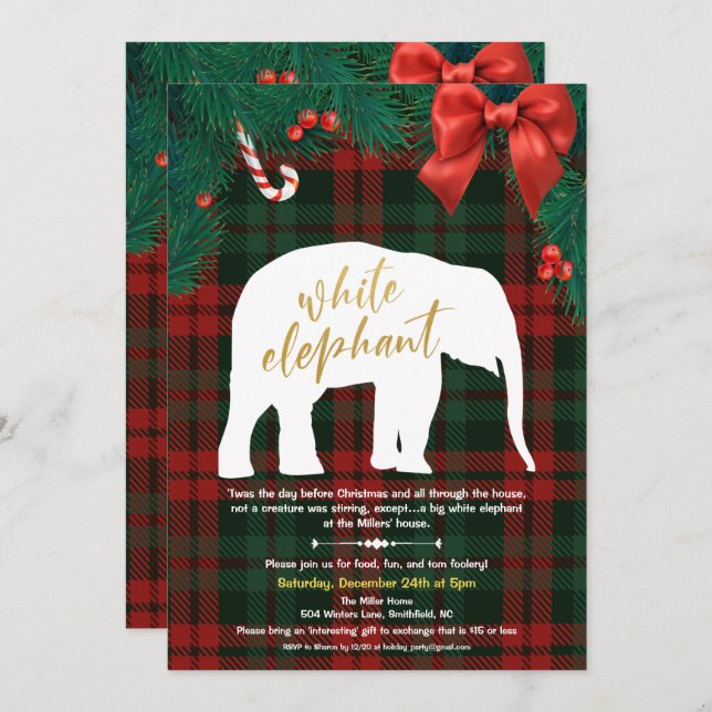 White Elephant Gift Exchange Invitation (Front/Back)