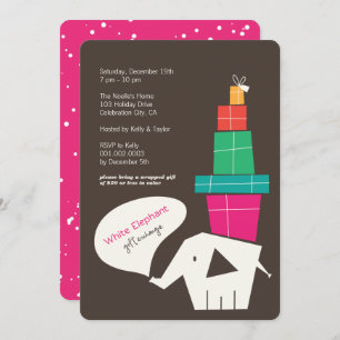 White Elephant Gift Exchange Modern Holiday Party Invitation