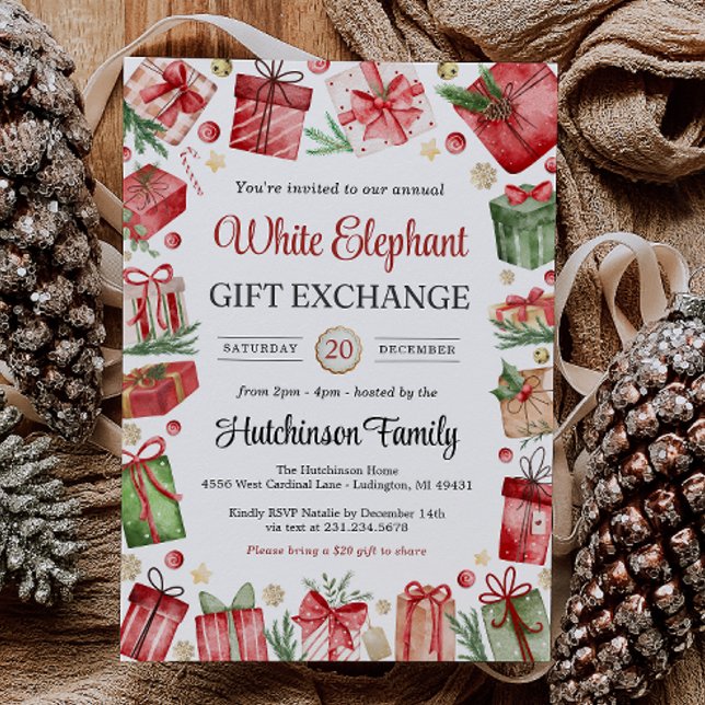 White Elephant Gift Exchange Party Invitation (White Elephant Gift Exchange Party Invitation)