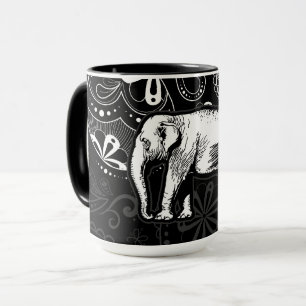 White Elephant Paisley Design Mug