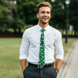 White Elephant Party Christmas (Green) Neck Tie