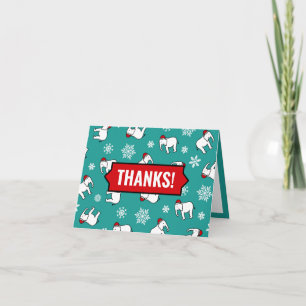 White Elephant Party Christmas (Teal) Thank You Card