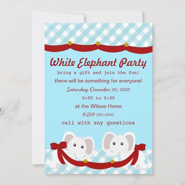 White Elephant Party Invitation (Front)