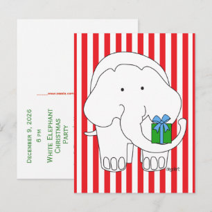 White Elephant Party Invitation Postcard