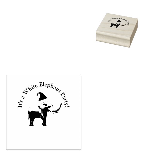 White Elephant Party Rubber Stamp (Stamped)