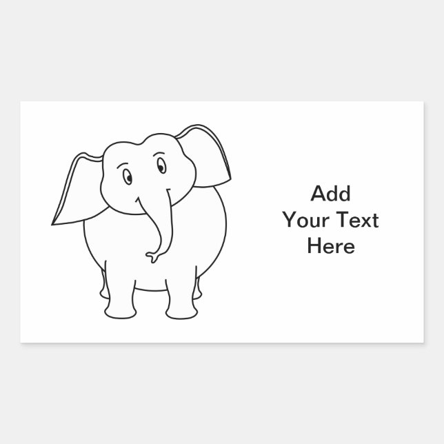 White Elephant. Rectangular Sticker (Front)