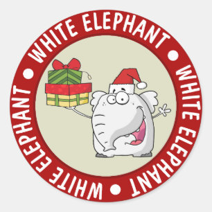 White Elephant Santa Hat Gifts Cartoon Classic Round Sticker
