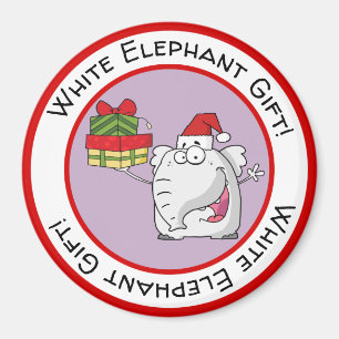 White Elephant Santa Hat Gifts Cartoon Magnet